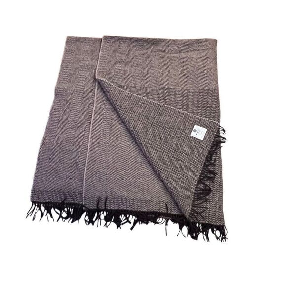 McNutt of Donegal Collection Irish Wool Throw Blanket Fringe 74”x57” Neutral - Picture 1 of 6